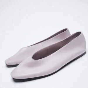 NWOT Zara lilac mauve leather ballerina flats, EU 36